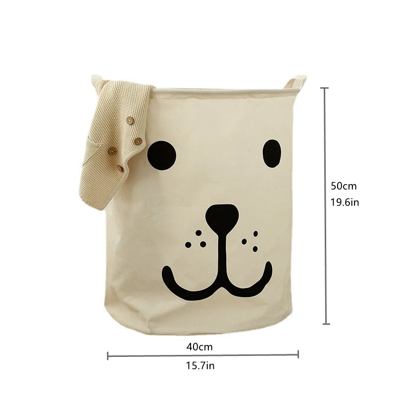 Cute Dog Laundry Basket Cotton Linen Waterproof Folding Storage Basket With Handle Kid Toy Clothes Portable Sundries Bin50×40