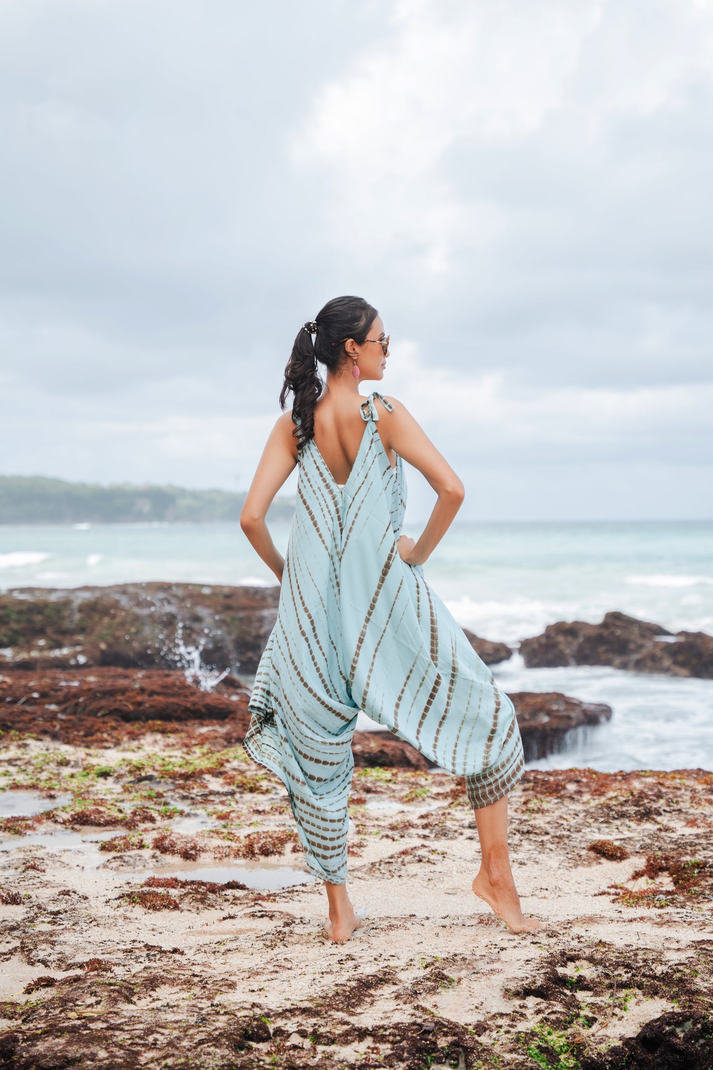 Simple Bone Tie Dye Romper - Mint