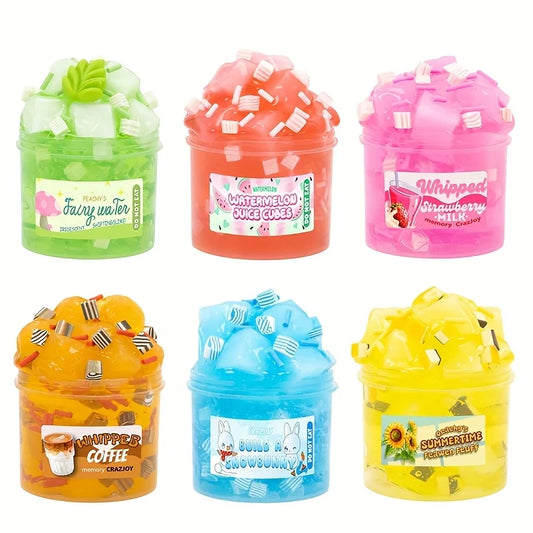 2.37oz Jelly Cube Crunchy Crystal Slime Set Clear Sticky Slime DIY Non-Sticky Stretchy Sludge Party Favors Birthday Gift