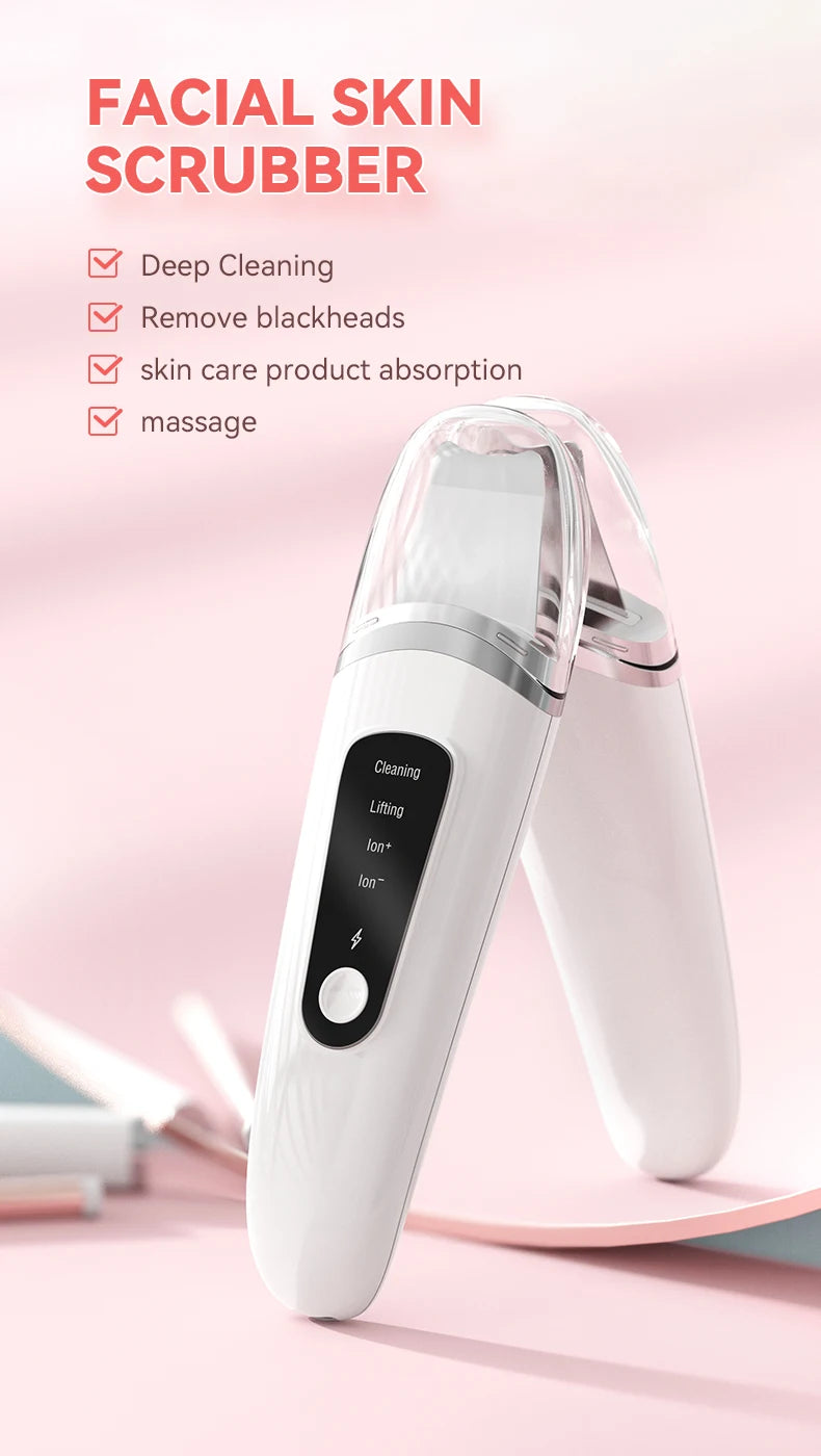 Ultrasonic Skin Scrubber Face Spatula Facial Skin Exfoliator Scraper and Blackhead Remover Pore Cleaner Facial Deep Cleansing