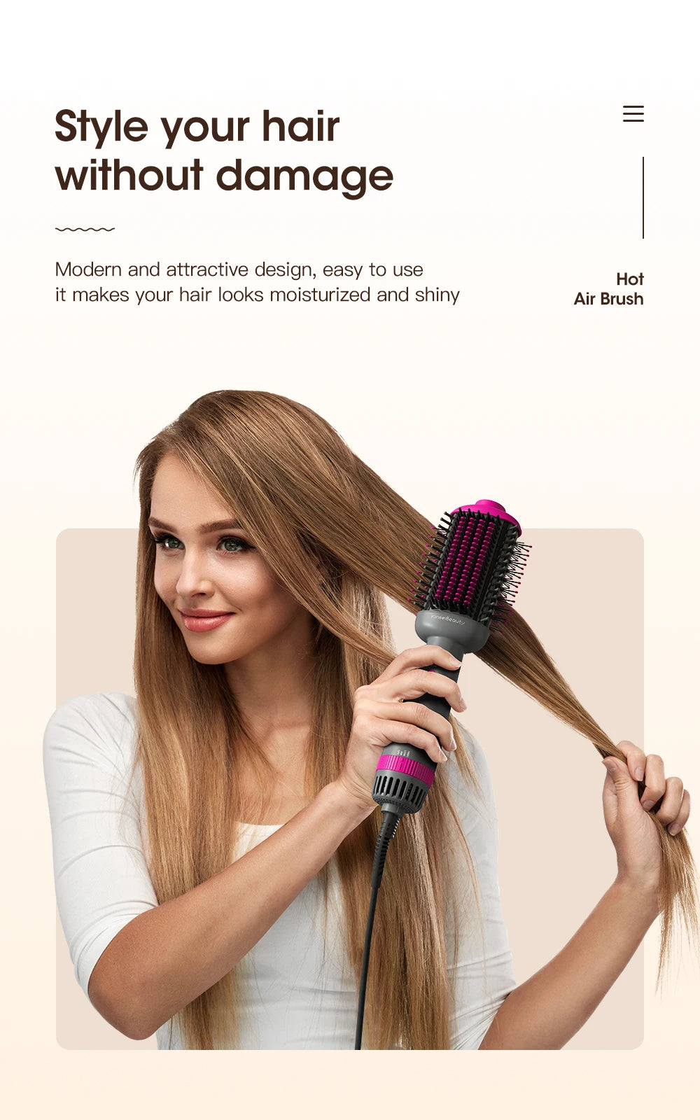 Kinseibeauty Hair Dryer Comb Straightener Dual-purpose Hot Air Brush Ceramic Anti-ironing Blower Multi-function Styling Tools