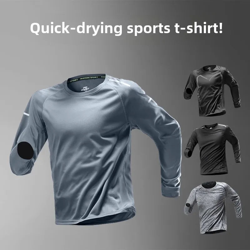 Men's Running Quick-drying Clothes Long Sleeve Running Training Fitness Morning Sports Cycling Mountaineering Men Clothes Tops