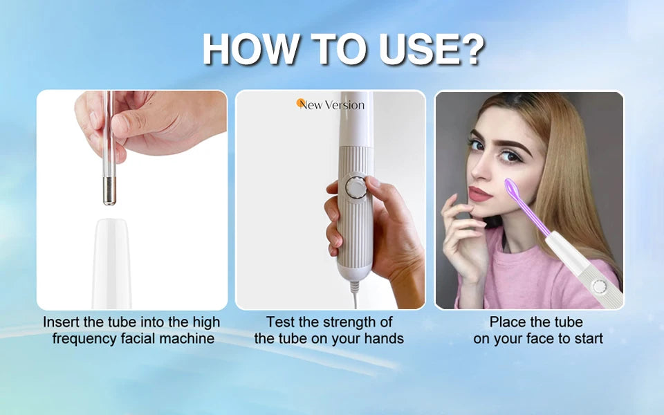 DARSONVAL Blue 6-in-1High Frequency Facial Machine For Hair Face Anti Aging Therapy Acne Tool Fusion Neon+Argon Wands Skin care