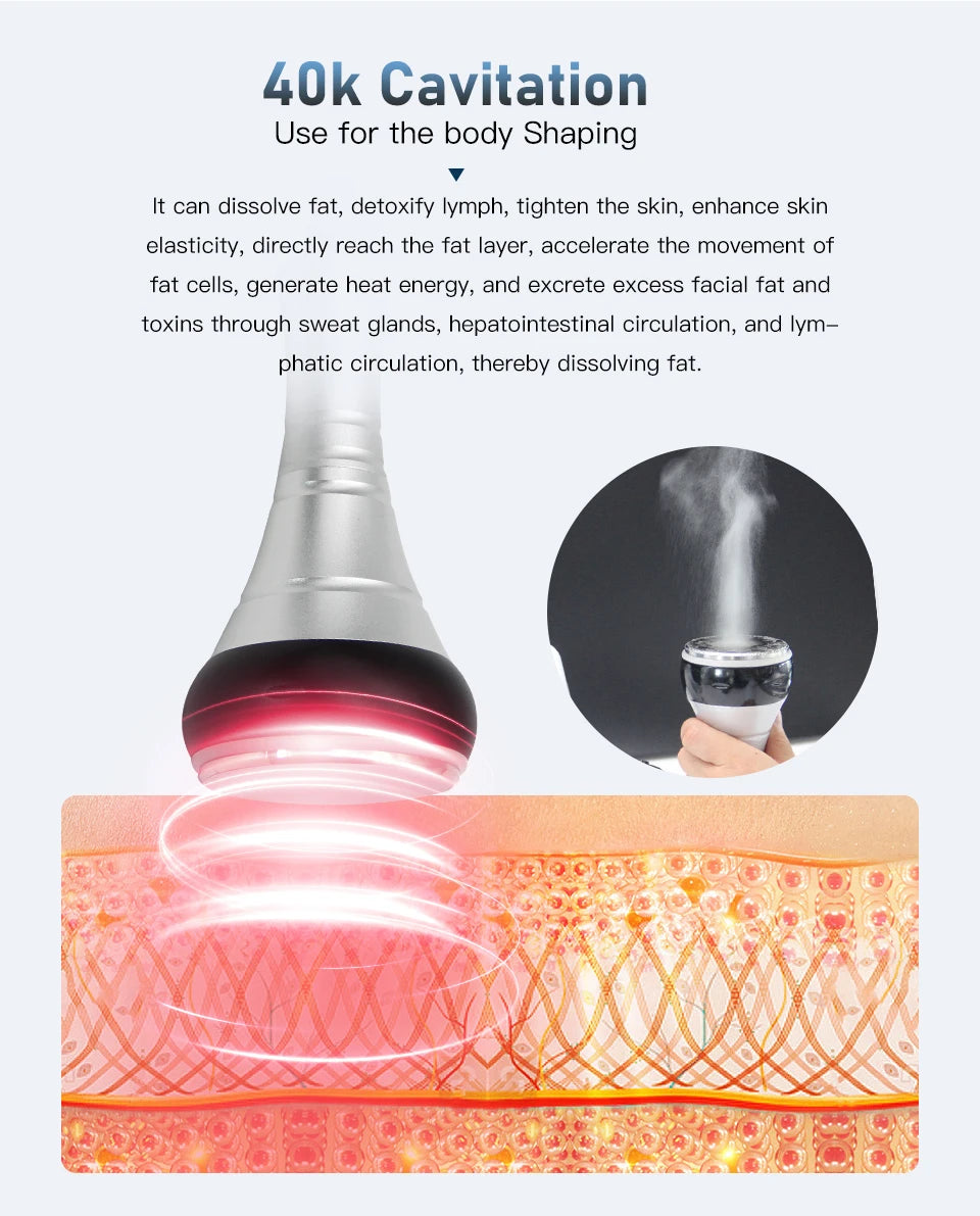 4IN1 Vacuum 40K Body Cavitation Massager Facial Radiofrequency Freckles Removal Fat Burner Cellulite Massager Skin Beauty Device