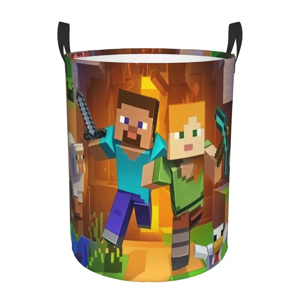Custom Anime Game Mine C-Crafts Cartoon Laundry Hamper Large Clothes Storage Basket Toy Bin Organizer for Kids
