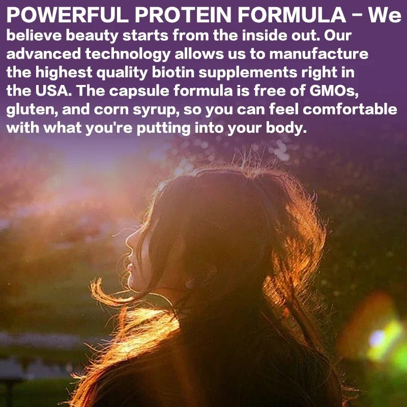 Biotin + Collagen + Keratin Capsules - Promotes Hair Growth, Strengthens Weak Nails, Anti-Aging, Supports Joints & Bones