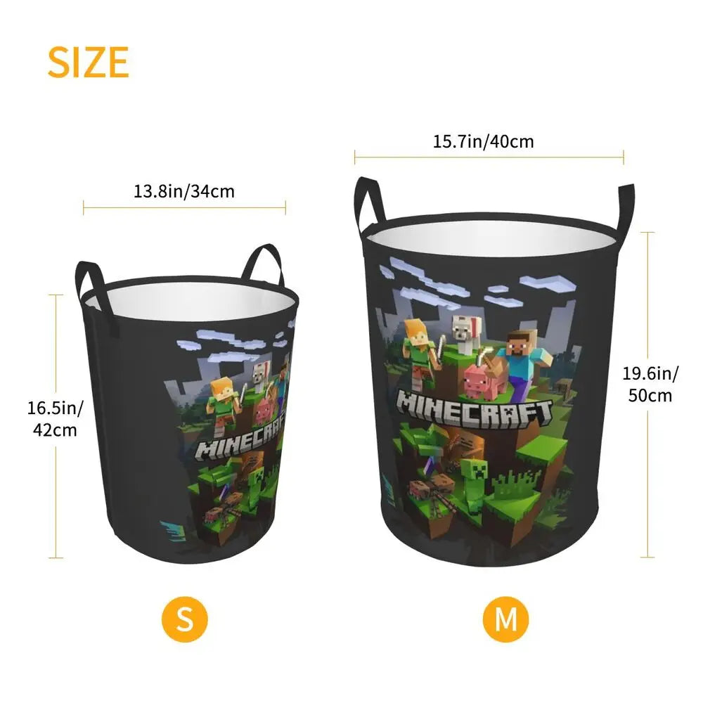 Custom Anime Game Mine C-Crafts Cartoon Laundry Hamper Large Clothes Storage Basket Toy Bin Organizer for Kids