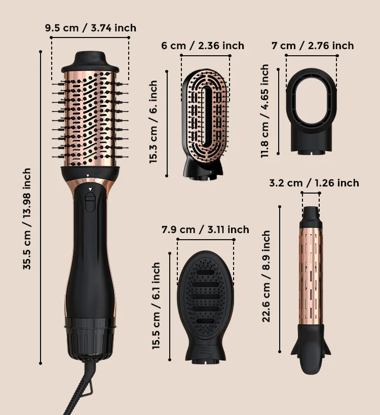 5-in-1 Multifunctional Hair Styling Tools, Hot Air Brush, Hair Dryer, Straightening Brush, Hair Curler, Straightening Brush,220V