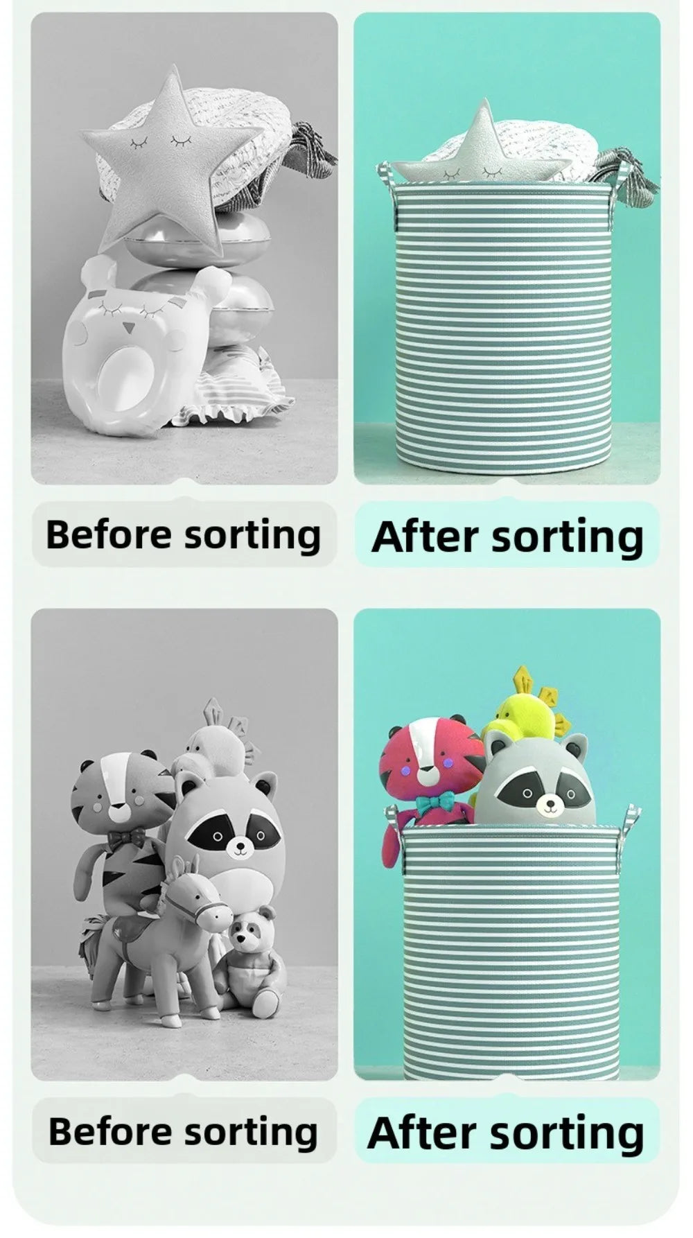 Durable Foldable Laundry Basket Cotton and Linen Large Capacity Storage Basket Dirty Clothes Household Sundries Storage Bag