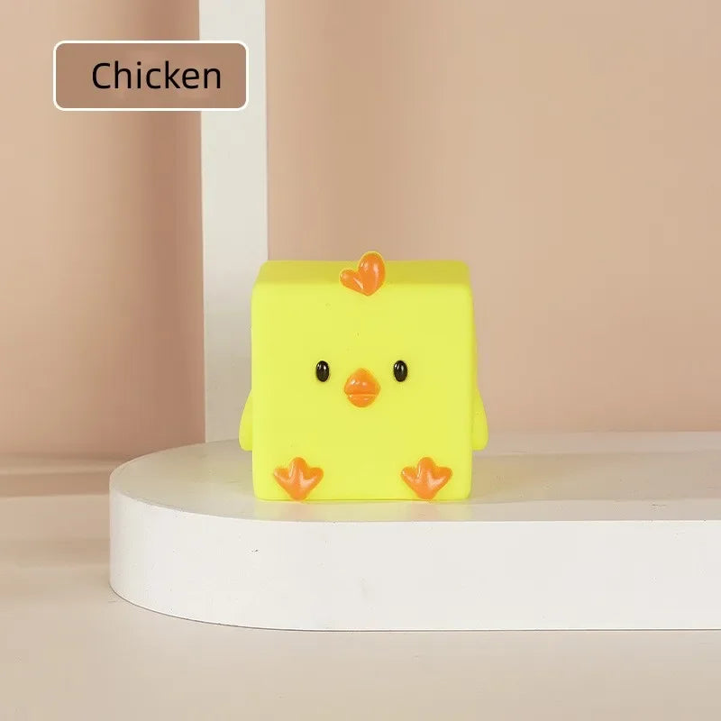 Cute Animals Blocks Toy Silicone Toys Rubber Months Cube 3D Sensory Kids Bath Touch 6 Pcs Grasp Stacking