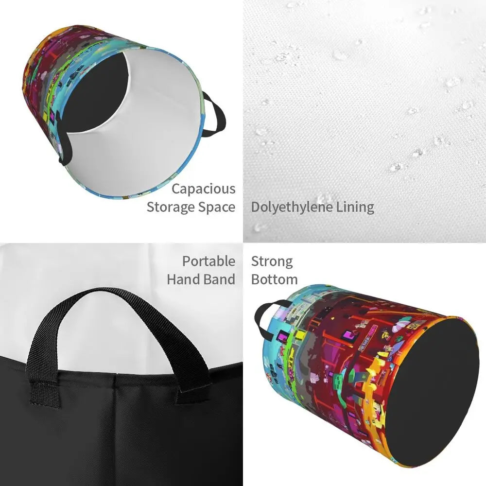 Custom Anime Game Mine C-Crafts Cartoon Laundry Hamper Large Clothes Storage Basket Toy Bin Organizer for Kids