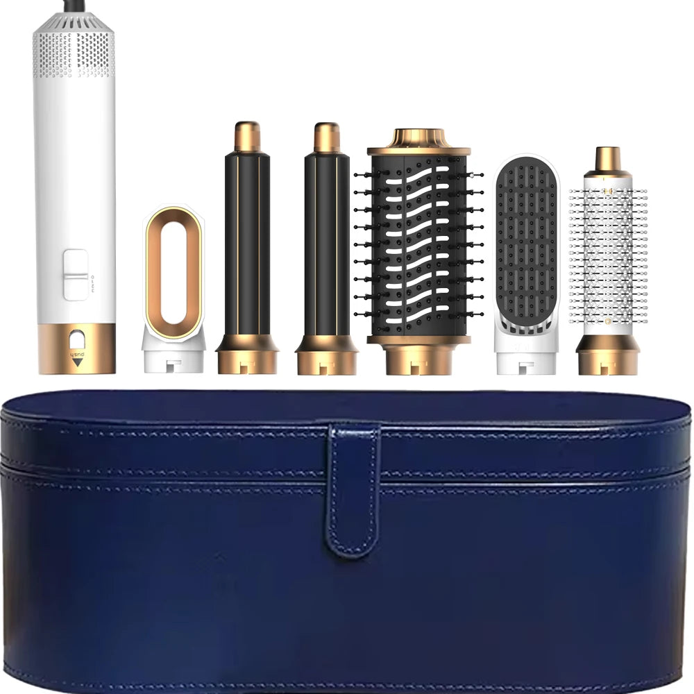 6 in 1 Multifunctional Hair Tool Blow Dryer Curler Ionic Hot Air Brush Straightener with Detachable Head