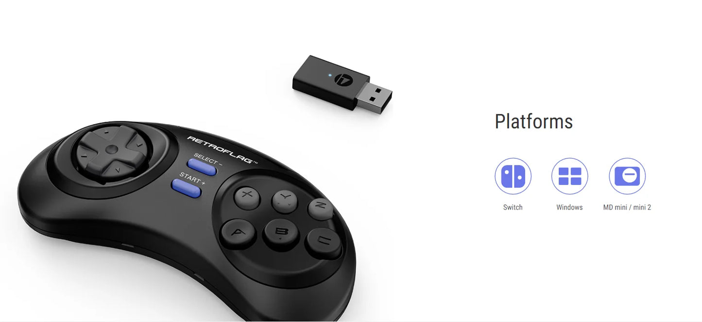 RETROFLAG Classic 2.4G Game Controller-M Wireless Gamepad Compatible with Switch, Windows, MD mini/mini 2 and Raspberry Pi