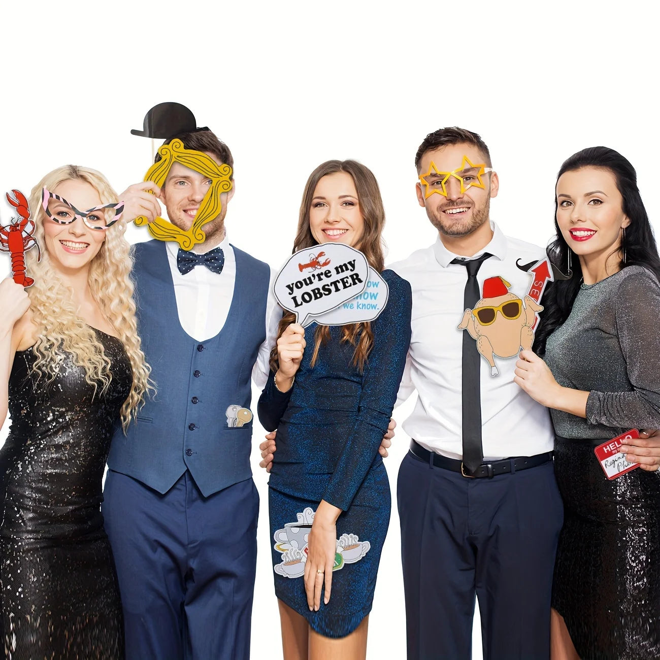 14Pcs Greetings Friends Party Supplies Birthday Photo Booth Props Kit - Happy Birthday Party Favors Supplies Bday Party Decorati