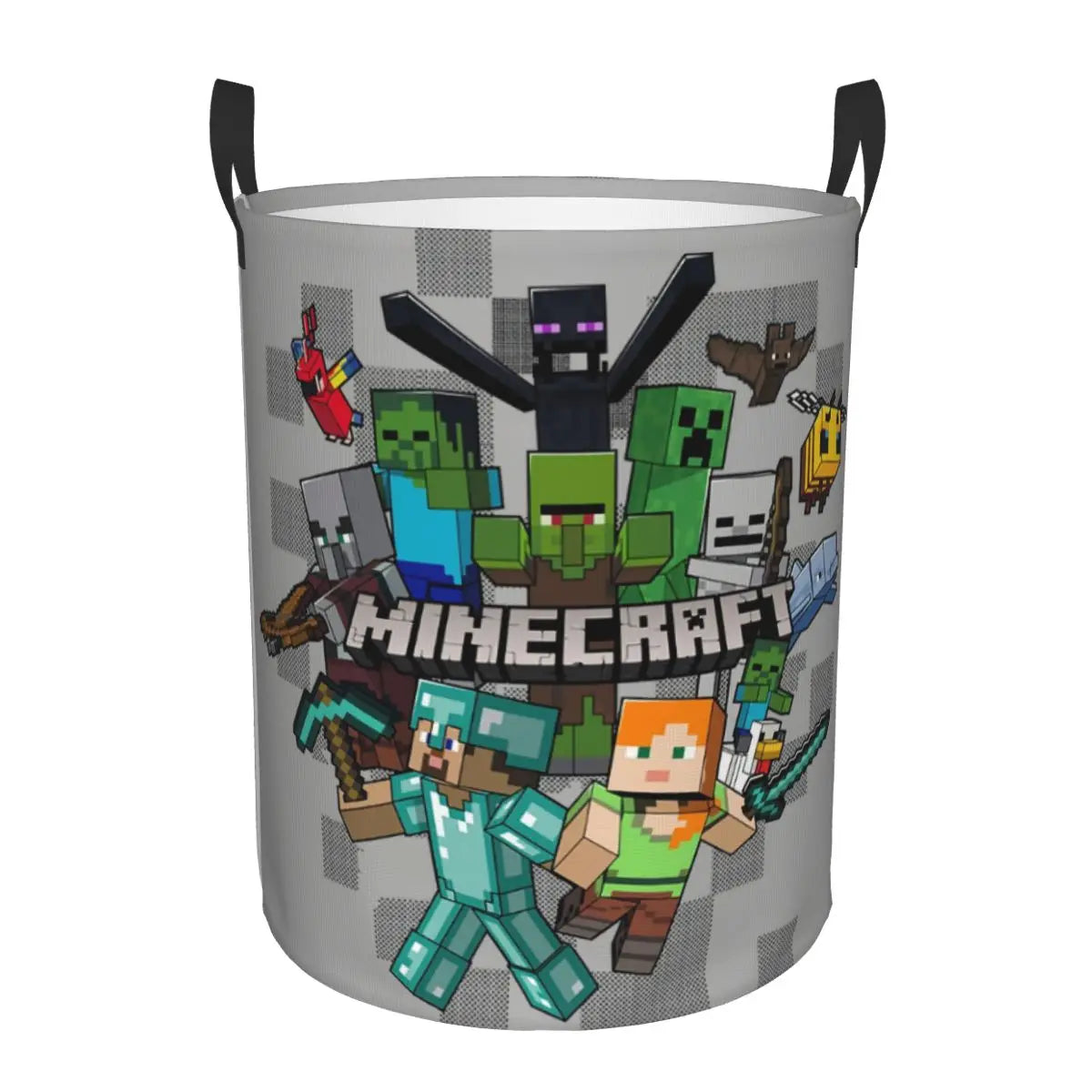 Custom Anime Game Mine C-Crafts Cartoon Laundry Hamper Large Clothes Storage Basket Toy Bin Organizer for Kids