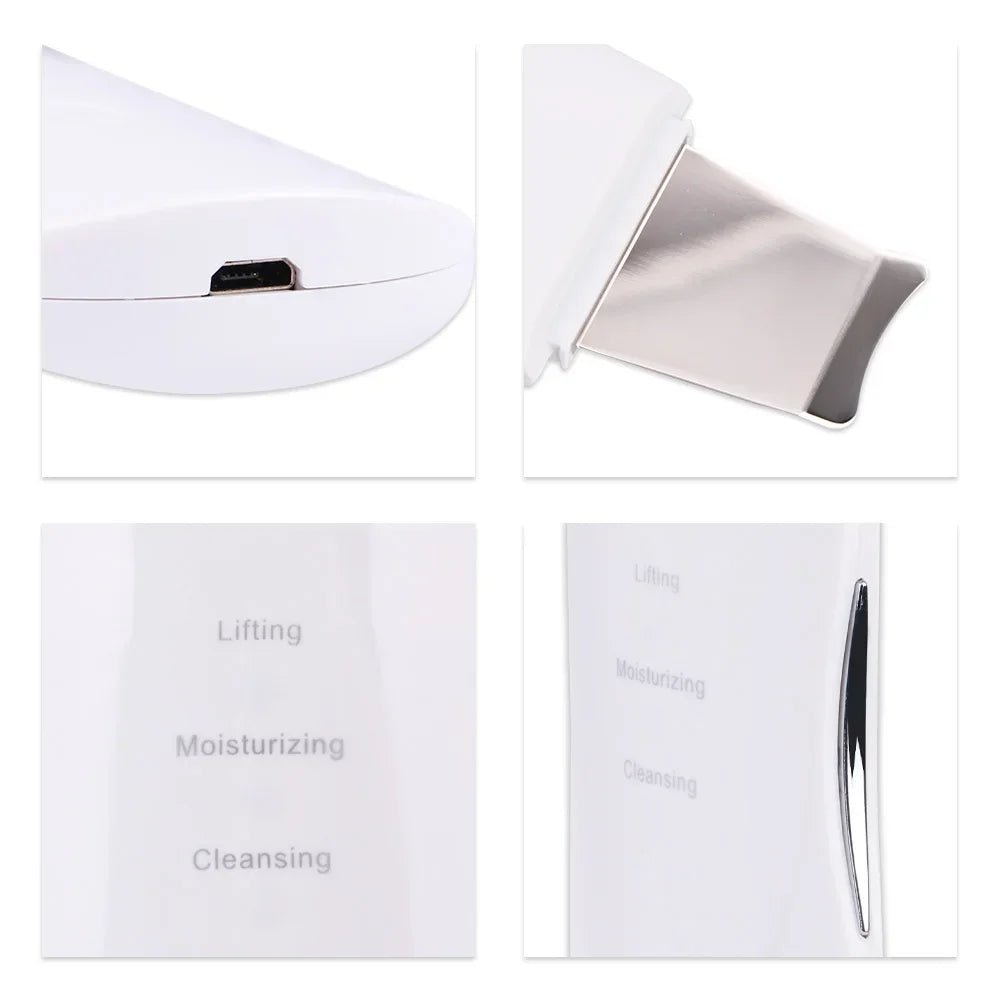 Ultrasonic Skin Scrubber Kit Vibration Face Spatula Blackhead Remover EMS LED Facial Massager Cavitation Peeling Facial Lifting