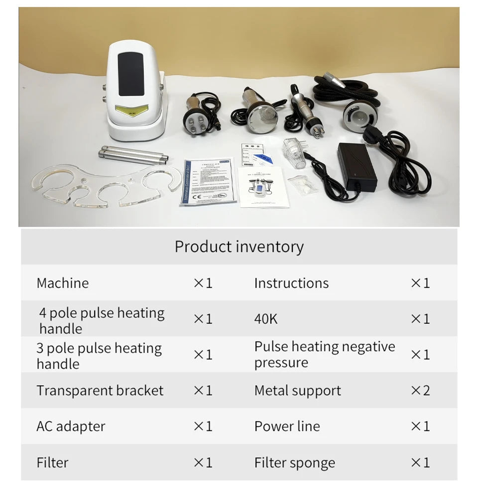 4IN1 Vacuum 40K Body Cavitation Massager Facial Radiofrequency Freckles Removal Fat Burner Cellulite Massager Skin Beauty Device