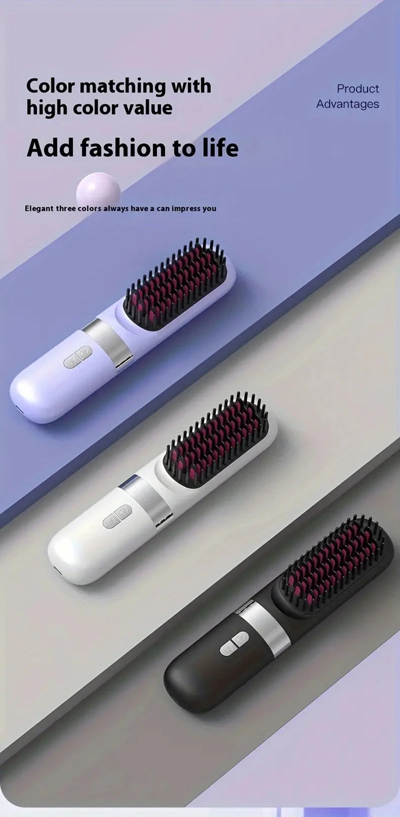 2025 Electric Hot Comb Multifunctional Wireless Straight Hair Straightener Negative Ion Anti-Scalding Straightening Brush New
