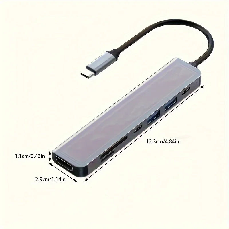 High-Speed 7-in-1 USB-C Hub: Multi-Device Dock with PD Charging for Laptops & Macbooks