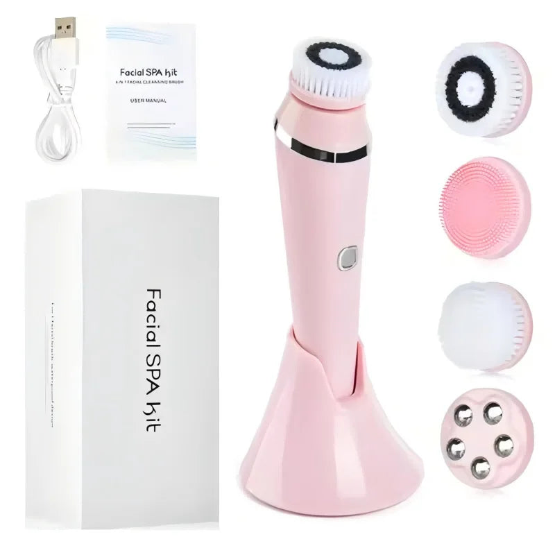 4 in 1 Electric Facial Cleansing Brush Waterproof IPX7 Face Massager Cleansing Device for Deep Cleaning Removal Blackhead Pore