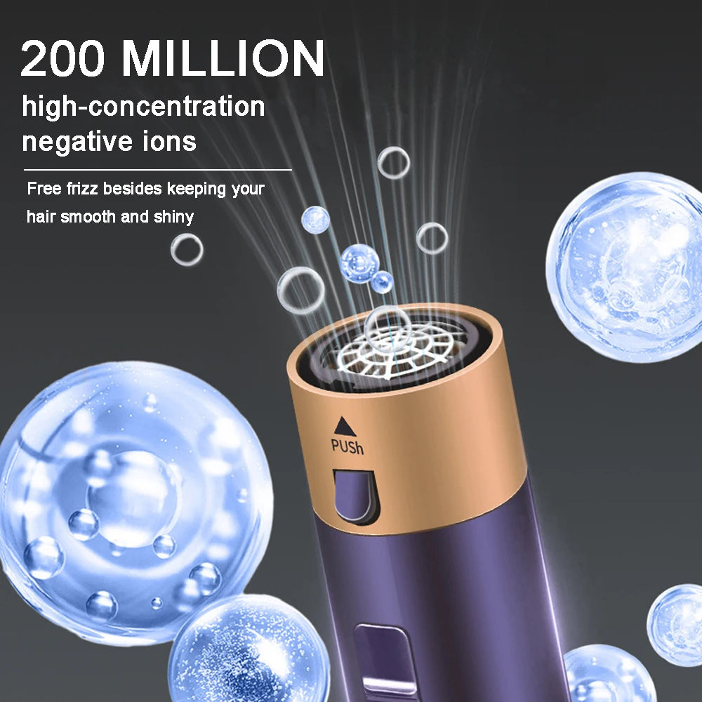 6 in 1 Multifunctional Hair Tool Blow Dryer Curler Ionic Hot Air Brush Straightener with Detachable Head