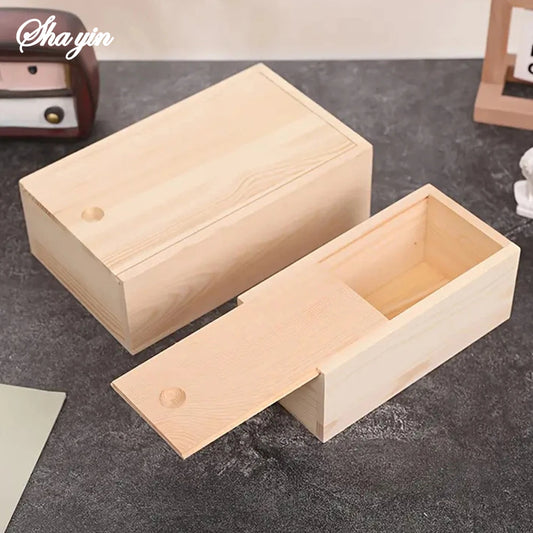 Pine Pull Box Sliding Cover Wooden Box Wooden Storage Box Wooden Storage Box Wooden Box Gift Jewelry Box