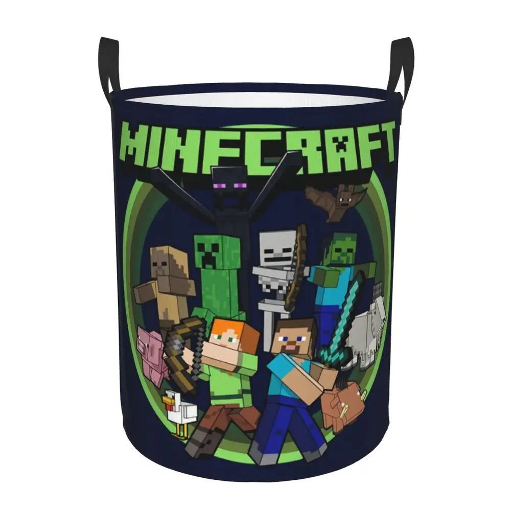 Custom Anime Game Mine C-Crafts Cartoon Laundry Hamper Large Clothes Storage Basket Toy Bin Organizer for Kids