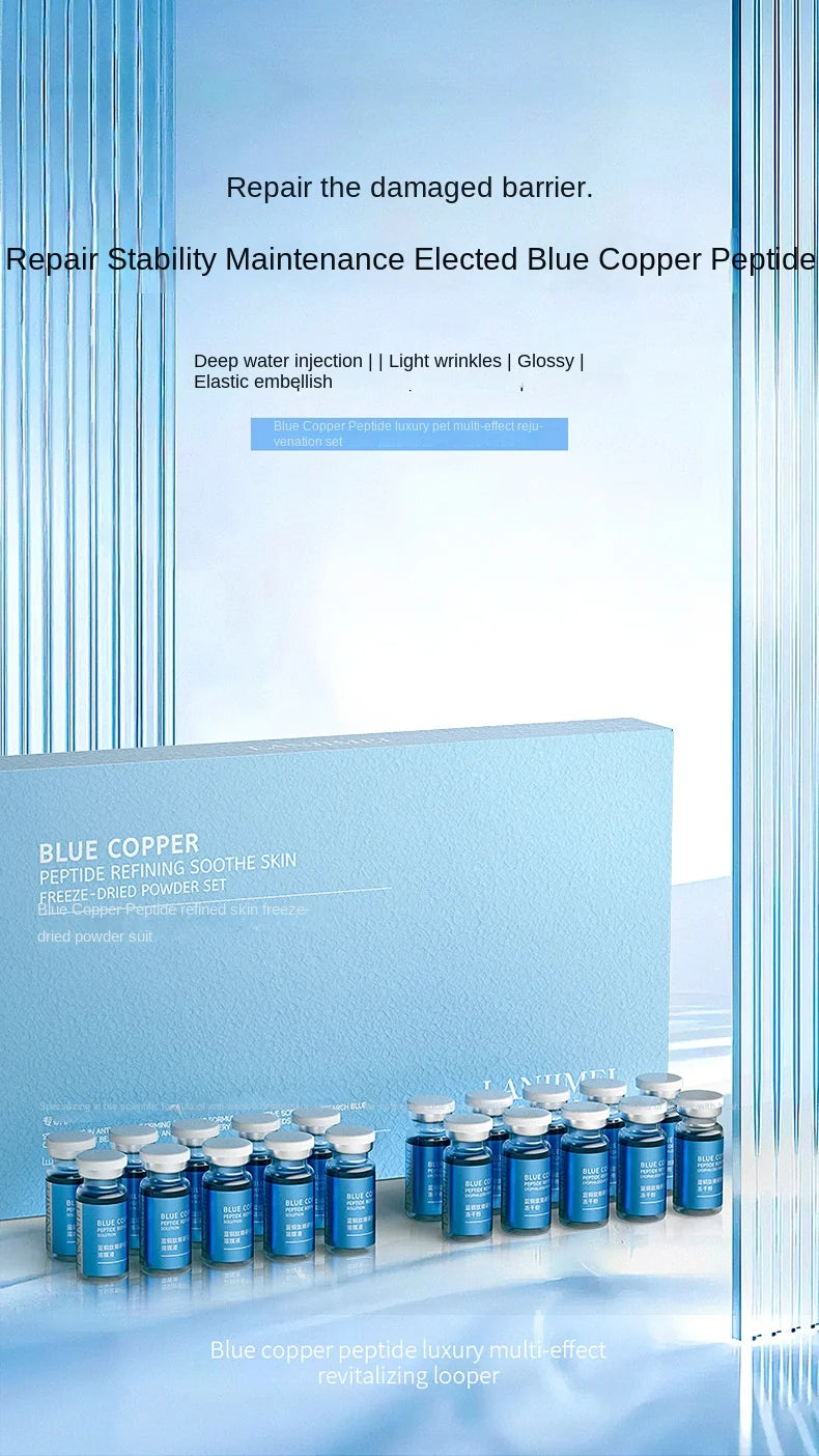 Blue Copper Peptide Face Skin Repair Freeze-dried Powder Set Sensitive Skin Moisturizing Firming Smooth Hyaluronic Acid Essence