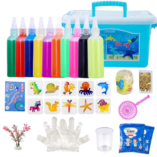 3D Magic Gels Kit DIYFairy MagicWaterElf Ocean Mold Companion Animal Kit Aqua Fairy Gel Toy Set Handicrafts Kids Children Gift