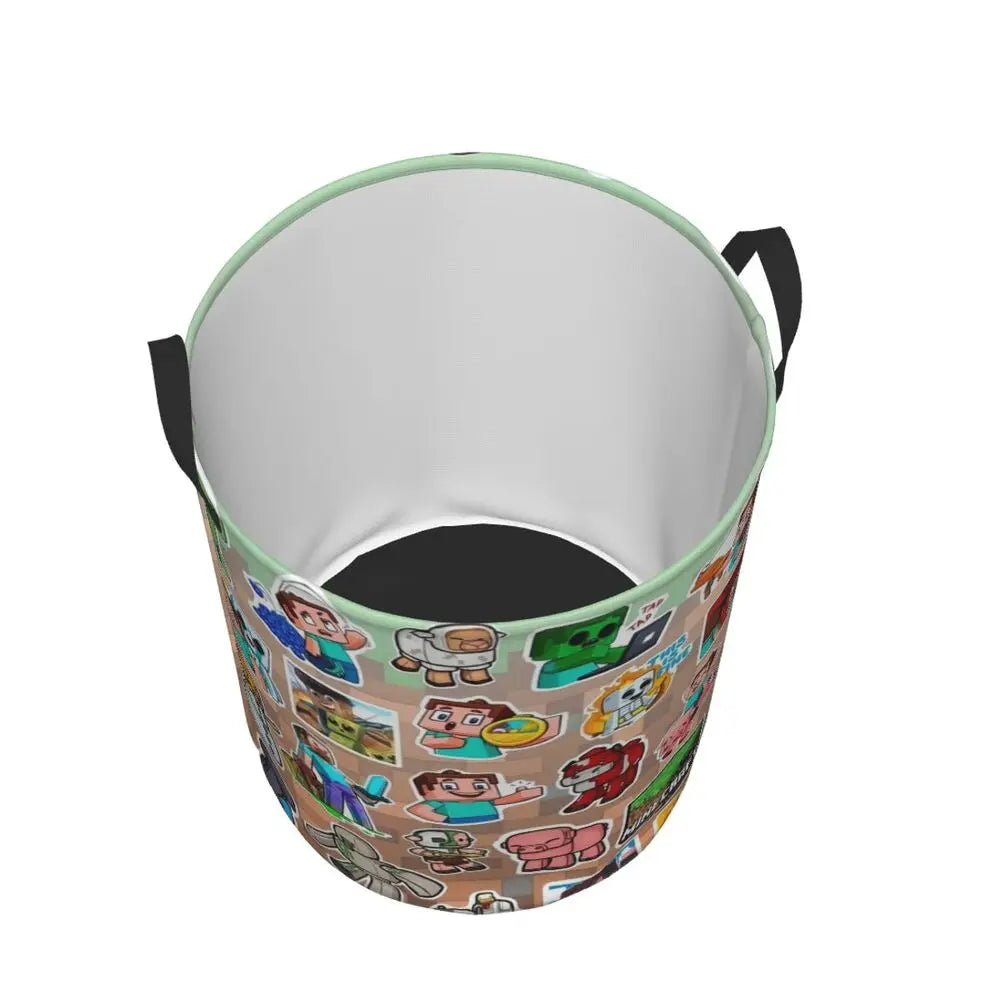Custom Anime Game Mine C-Crafts Cartoon Laundry Hamper Large Clothes Storage Basket Toy Bin Organizer for Kids