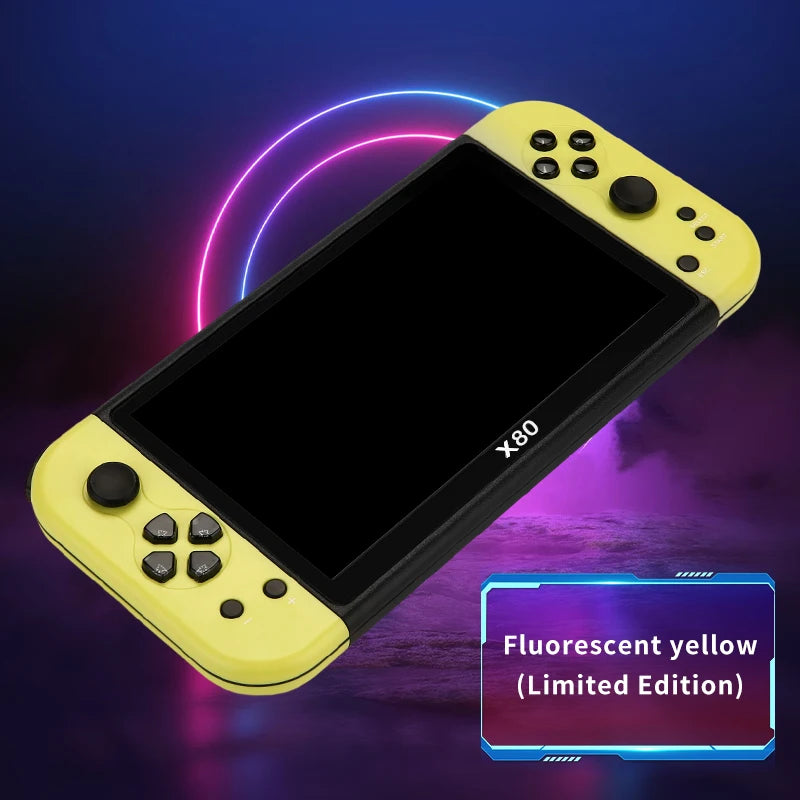 X80 Retro Handheld Game Console 7 Inch Screen HD TV Portable Game Player Built-in 16GB 10000 Games 10 Simulators for PS/PS1/MAME