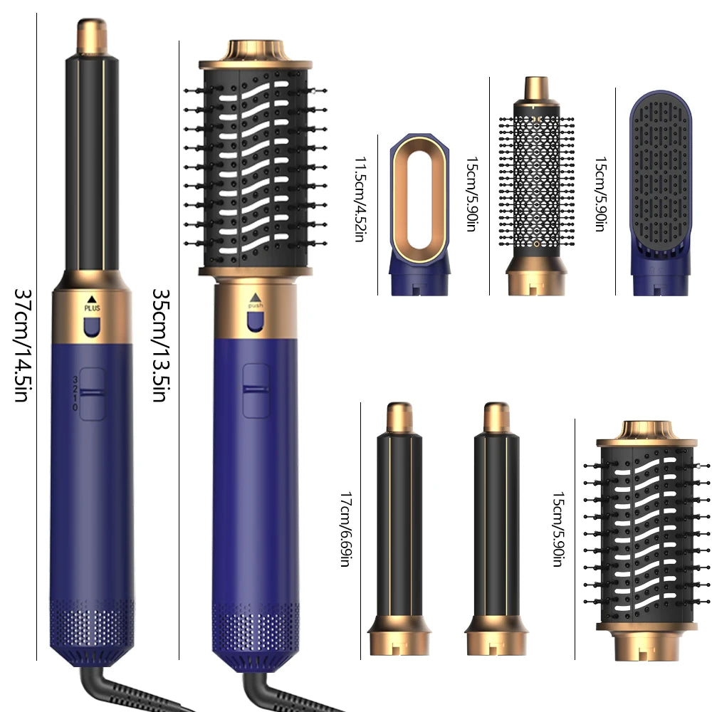 6 in 1 Multifunctional Hair Tool Blow Dryer Curler Ionic Hot Air Brush Straightener with Detachable Head