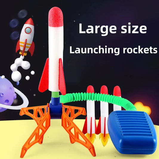 Kids Rocket Launcher Toy Foam Rockets and Sturdy Launcher Stand Outdoor Family Games Fun Outdoor Toy for Kids Birthday Gifts