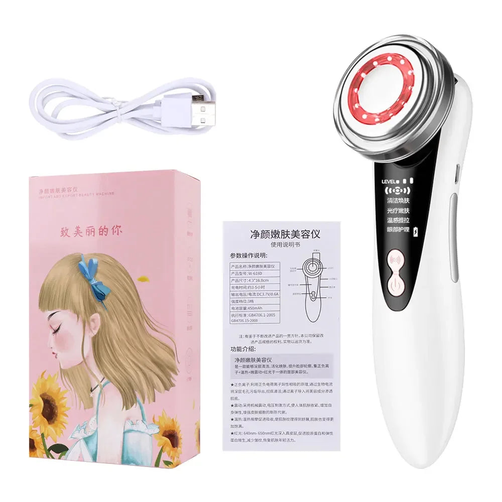 Ultrasonic Skin Scrubber Kit Vibration Face Spatula Blackhead Remover EMS LED Facial Massager Cavitation Peeling Facial Lifting