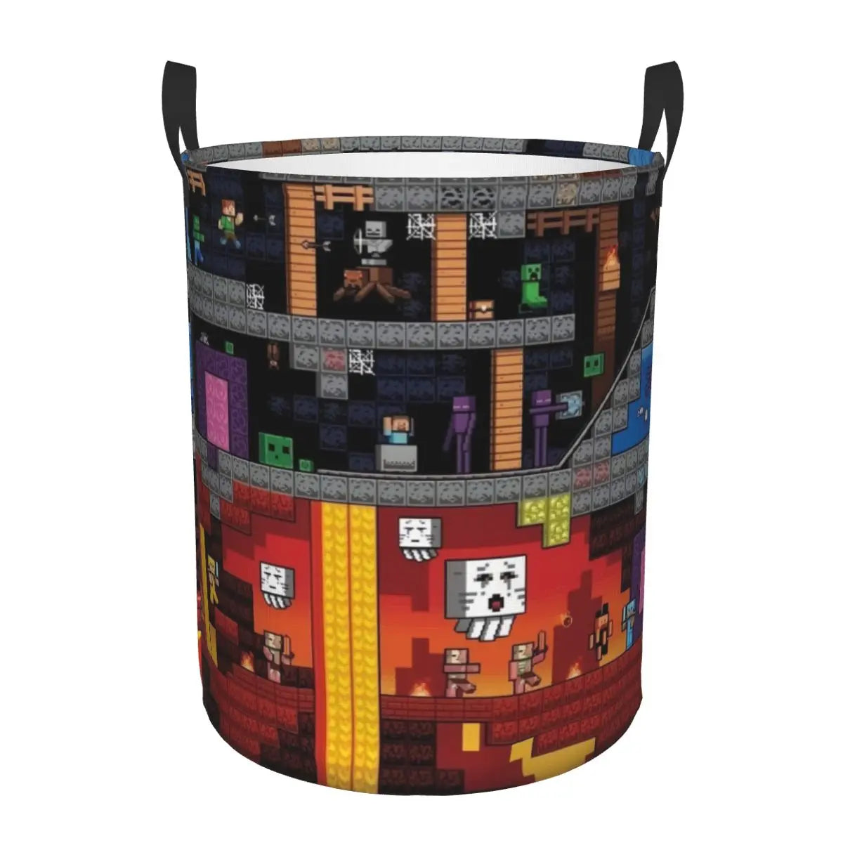 Custom Anime Game Mine C-Crafts Cartoon Laundry Hamper Large Clothes Storage Basket Toy Bin Organizer for Kids