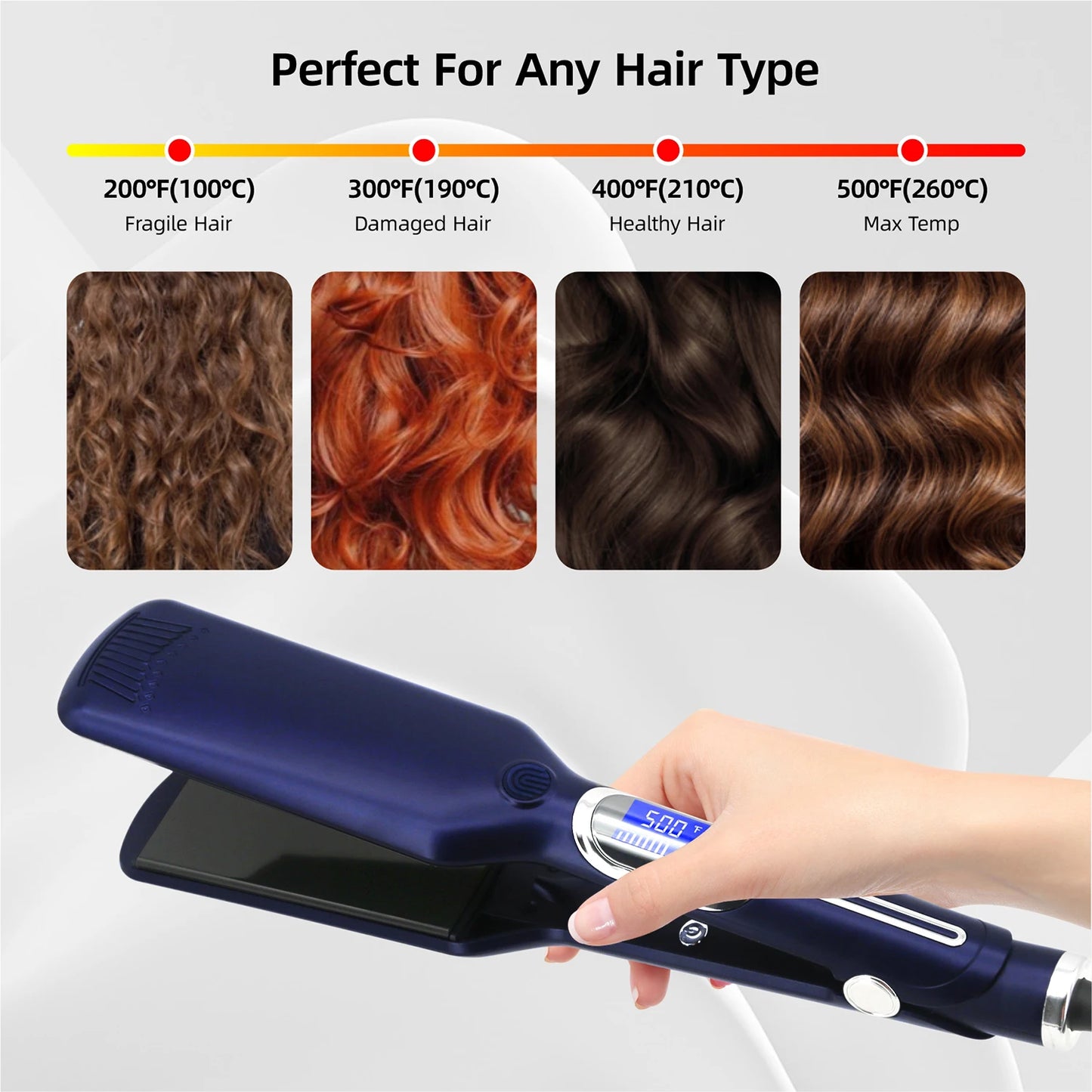 Hair Straightener Curler 500°F Professional Hair Flat Iron For Salon Styling Tools Keratin Treatment Dual Voltage LCD Display