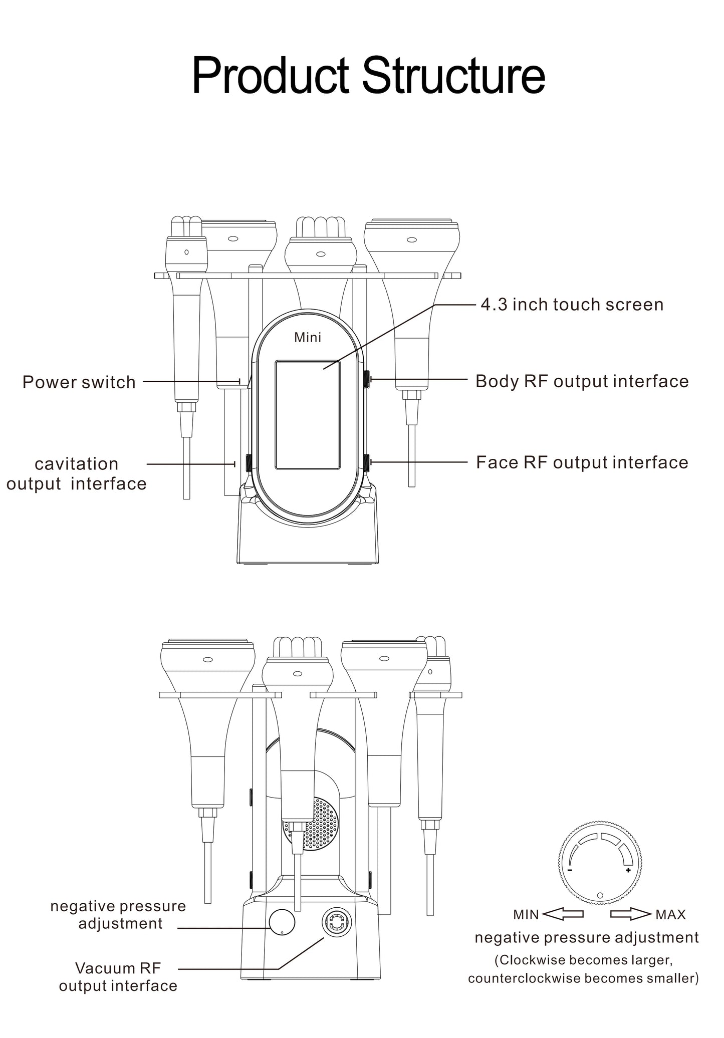 4 in 1 Facial Care 40K Cavitation Lipo Slimming Ultrasonic Liposuction Cavitation Machine Skin Tightening Lifting Device