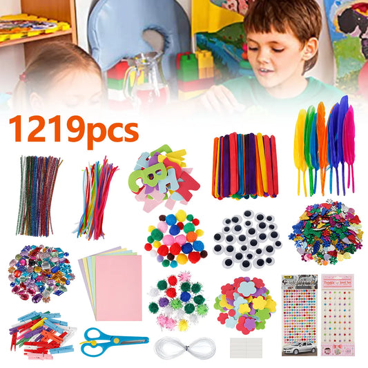 1219pc Kids DIY Art Craft Sets Children Craft Supplies Kits Creative Craft Set for School Projects DIY Activities Party Supplies