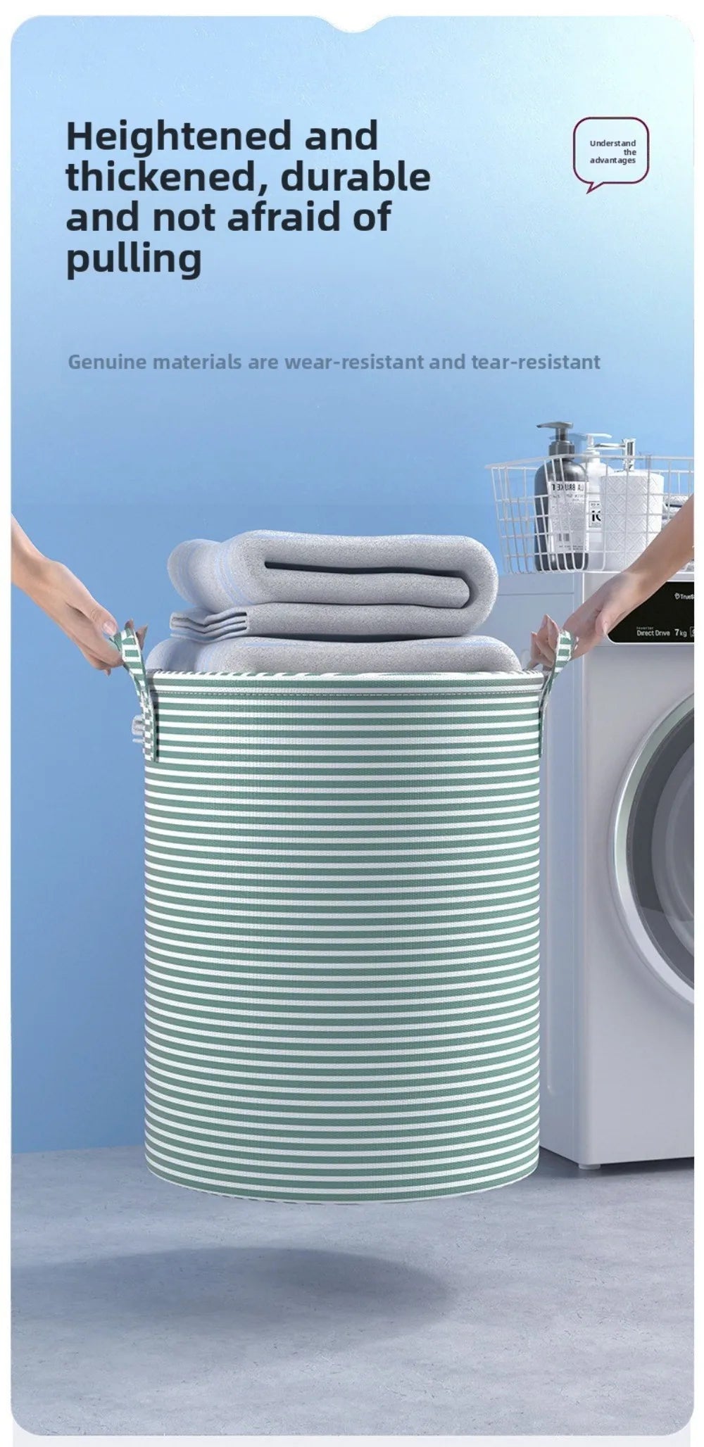 Foldable Laundry Basket Cotton and Linen Large Capacity Storage Bag Dirty Clothes Household Sundries Children Toys Organizers