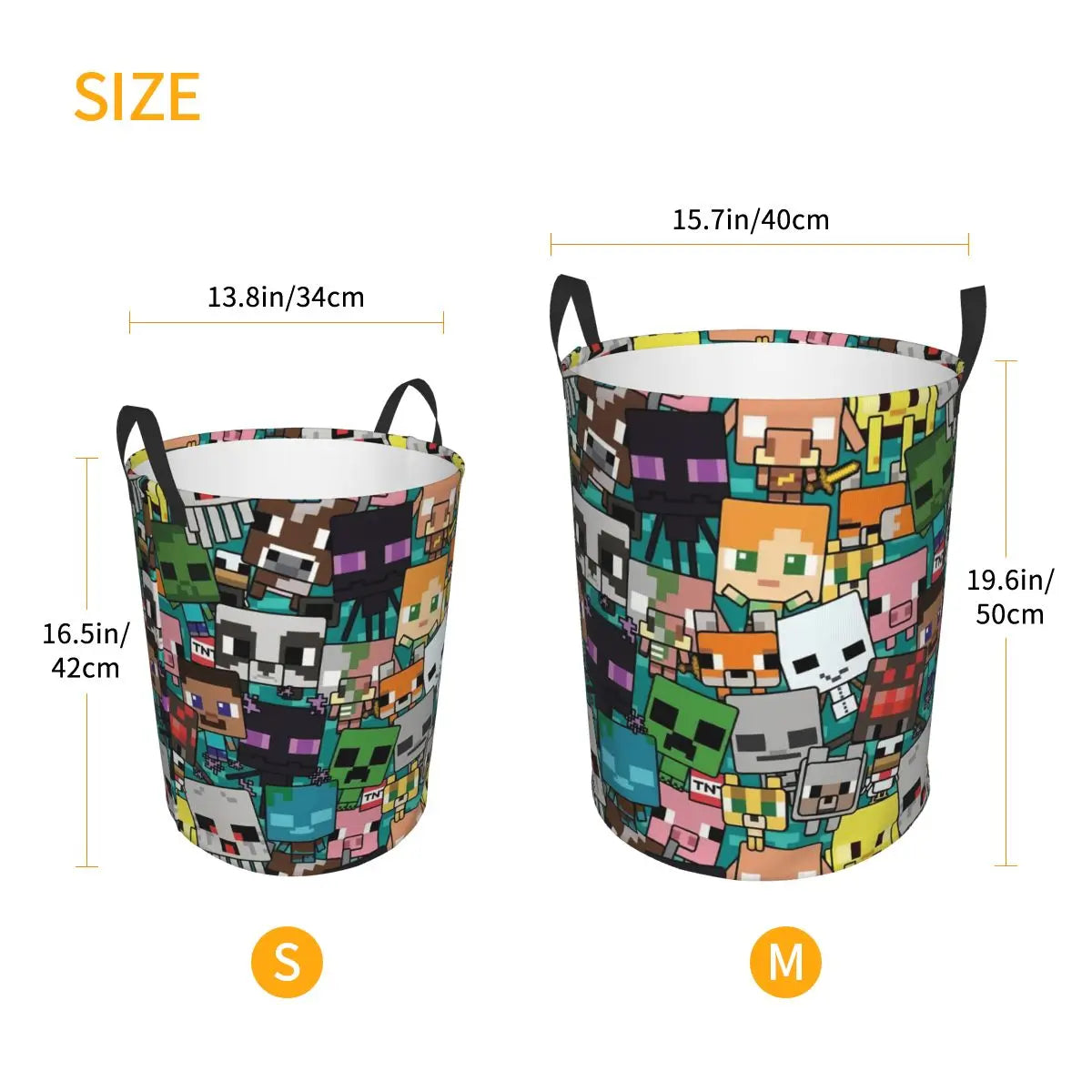 Custom Anime Game Mine C-Crafts Cartoon Laundry Hamper Large Clothes Storage Basket Toy Bin Organizer for Kids