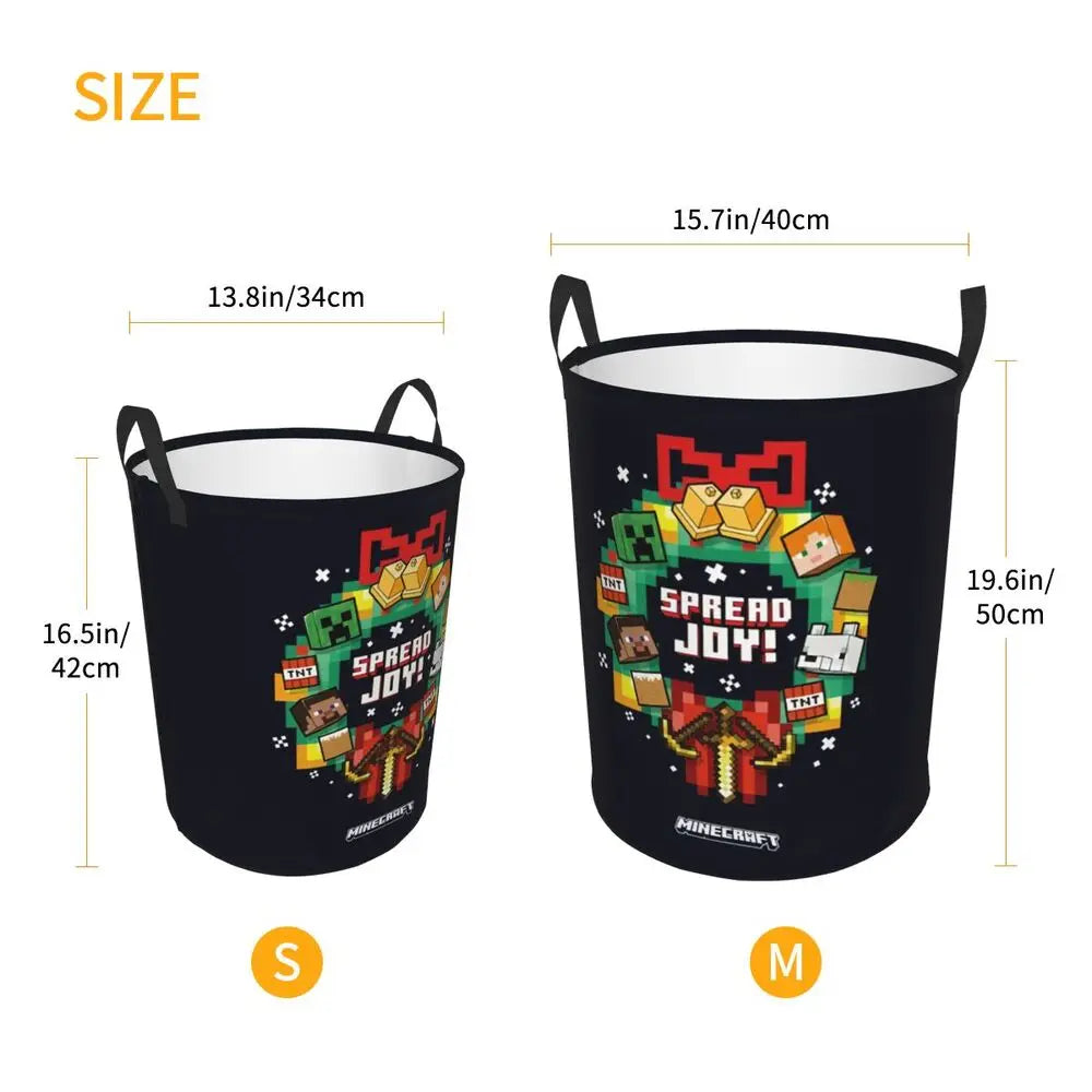 Custom Anime Game Mine C-Crafts Cartoon Laundry Hamper Large Clothes Storage Basket Toy Bin Organizer for Kids