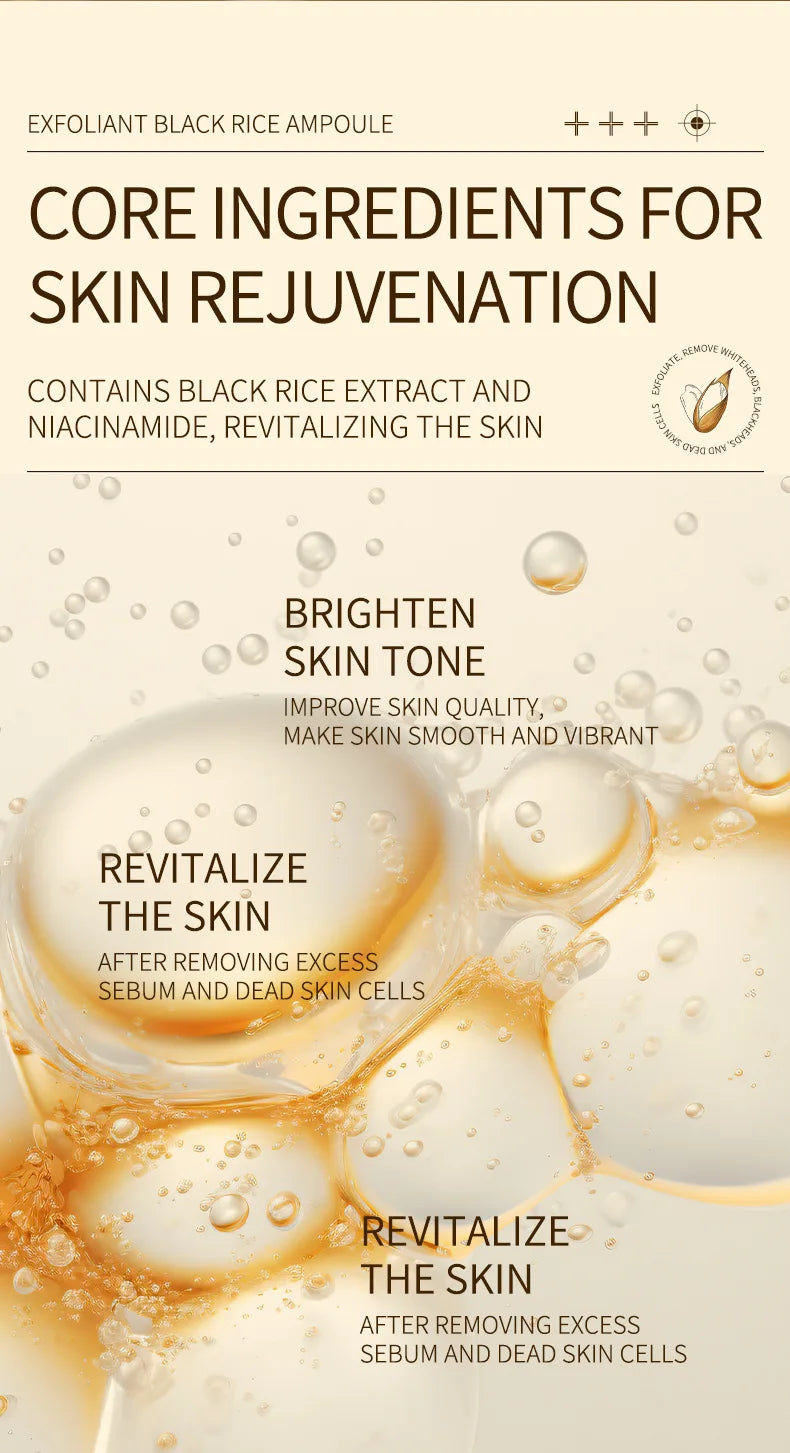Korean White And Black Rice Exfoliating Serum Facial Moisturizing Soften Blackhead Removal Hydrating Pore Shrinking Skin Care