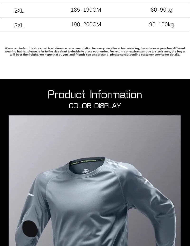 Men's Running Quick-drying Clothes Long Sleeve Running Training Fitness Morning Sports Cycling Mountaineering Men Clothes Tops