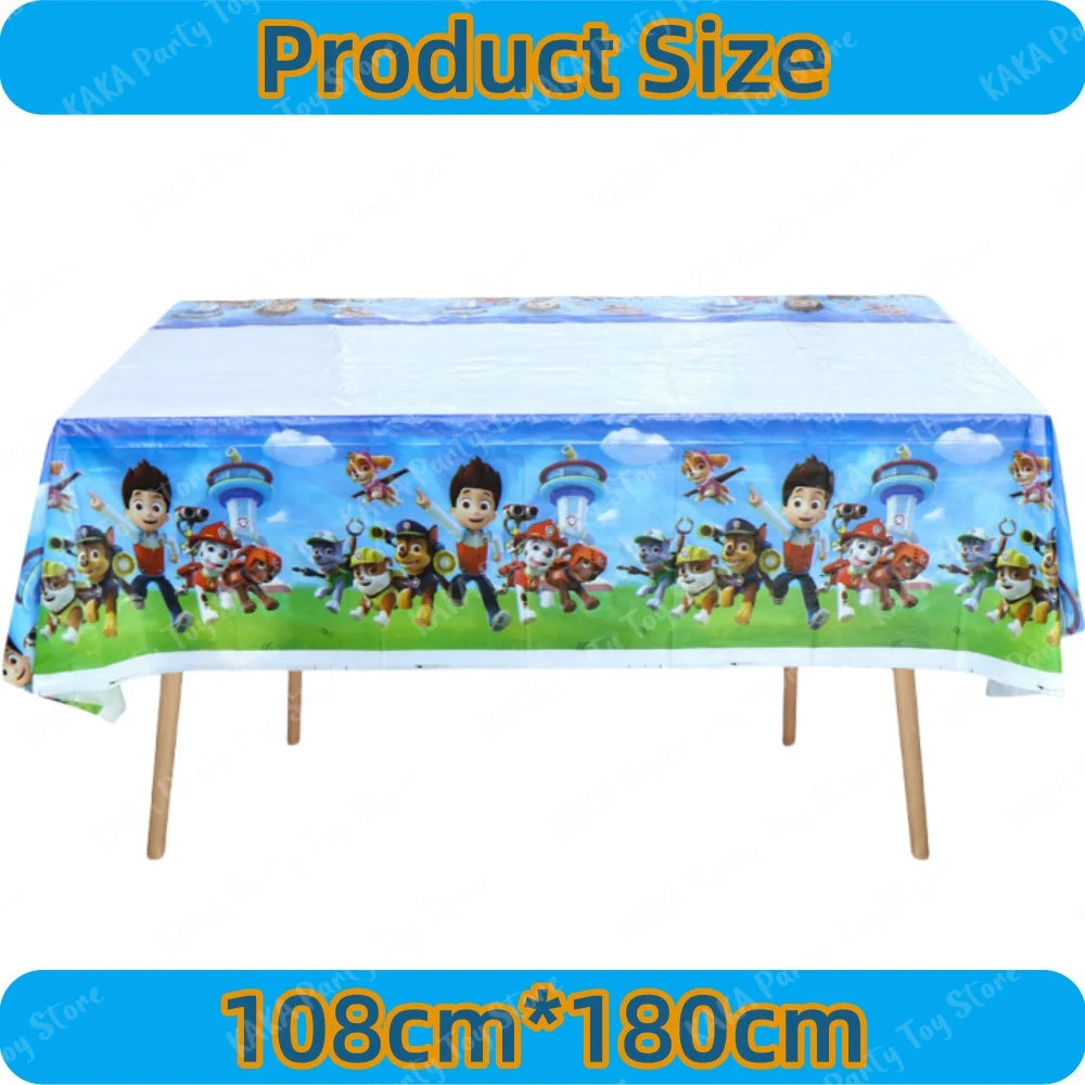 66Pcs Paw Patrol Birthday Decoration Set Latex Balloons Hanging Swirls Banner Backdrop Tablecloth for Kids Party Event Supplies