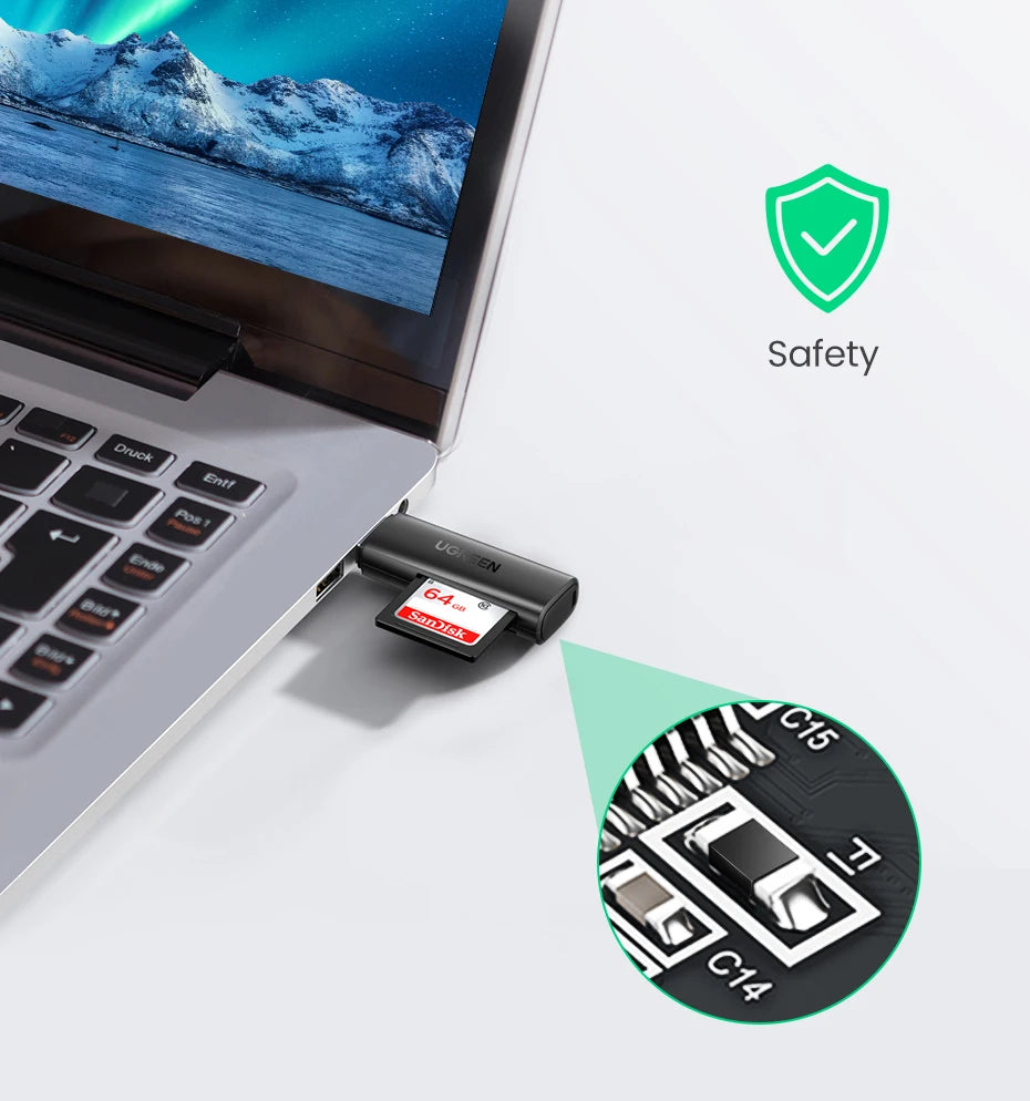 UGREEN Card Reader USB 3.0 to SD Micro SD TF Memory Card Adapter for PC Laptop Accessories Multi Smart Cardreader Card Reader