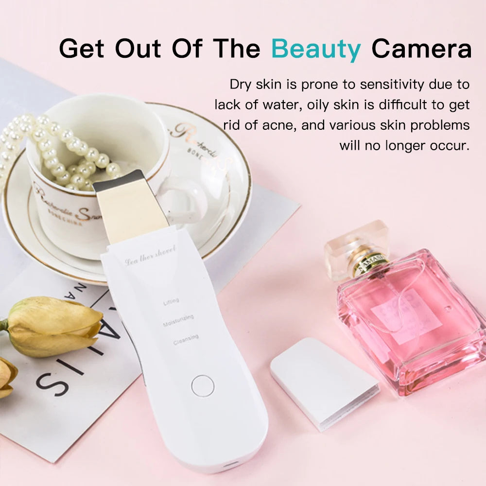 With Box Ultrasonic Skin Scrubber Vibration Face Spatula Peeling Blackhead Remover Facial Lifting Cleansing Ultrasonic Skin Care