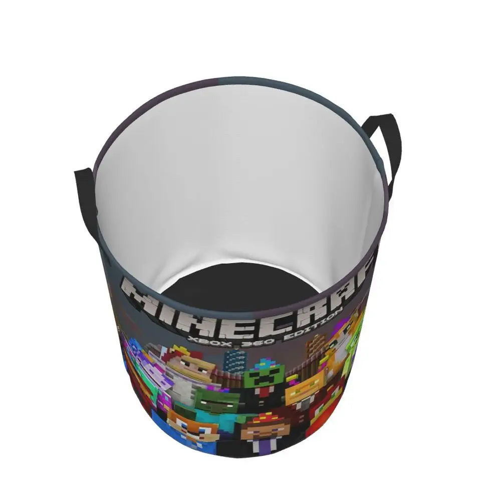Custom Anime Game Mine C-Crafts Cartoon Laundry Hamper Large Clothes Storage Basket Toy Bin Organizer for Kids