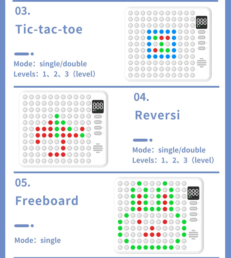9 in 1 Multifunction Smart Board Game Electronic Chess Backgammon, Go, Tic-Tac-Toe, Whack-a-Mole Combe for Kids Family Tabletop