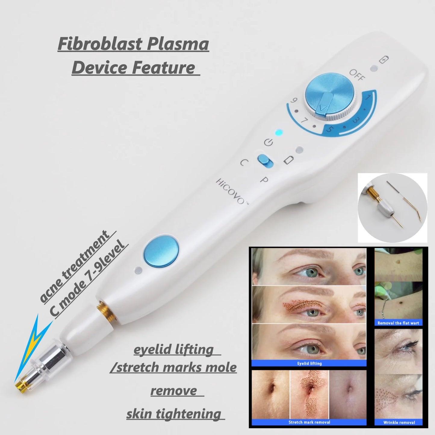Hicovo Plasma Professional Pulse Fibroblast Eyelid Lift Dark Age Spot Skin Tag Remover Skin Tightening Beauty Machine