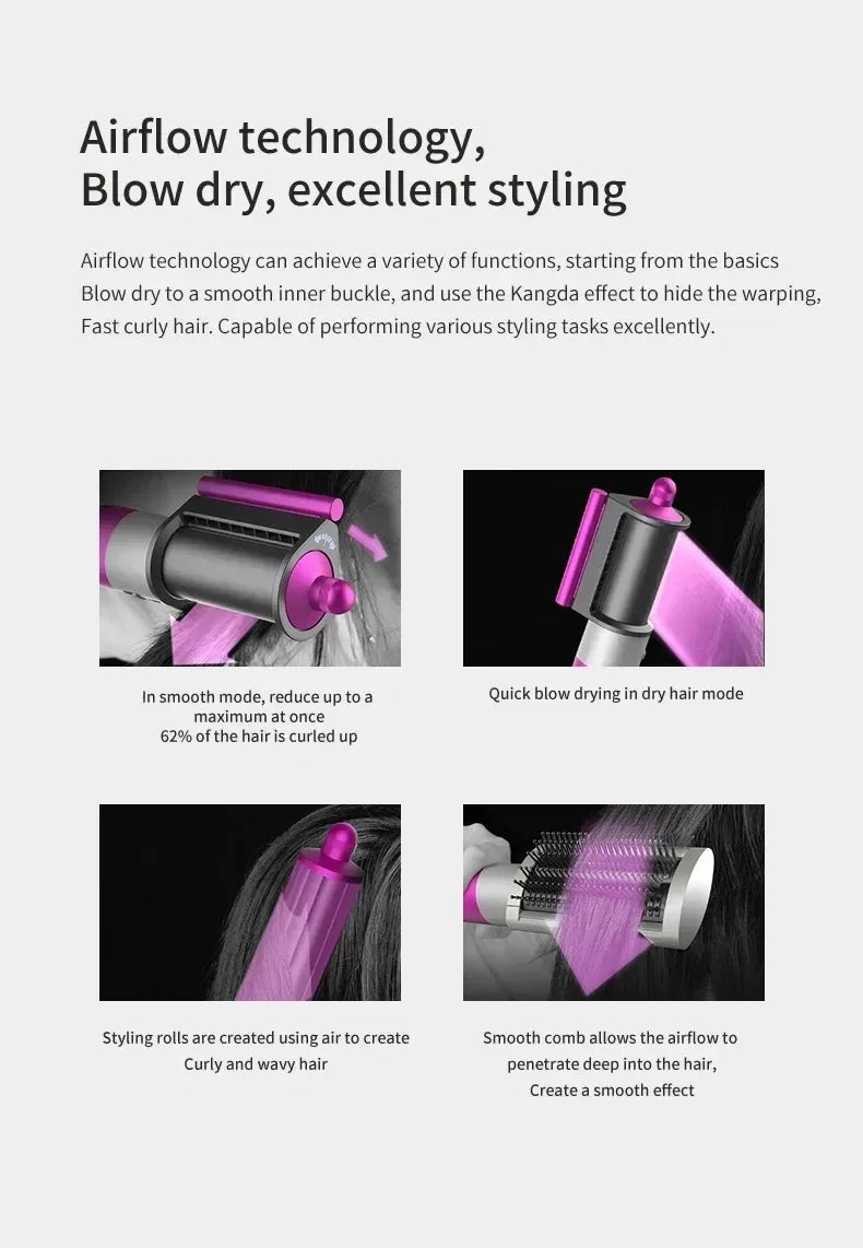 Professional  6 in 1 Curling Iron Hair Straightener Styling Tool Hair Dryer Hot Comb Negative Ions Blow Dryer Hair Care